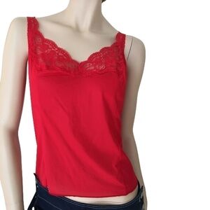 𝅺Vintage Olga Lipstick Red Lace Lacy Camisole Cami Top Gorgeous NWOT